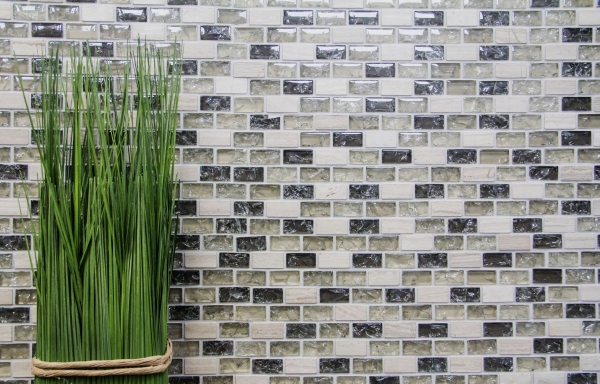 Motif manuel Carreau de mosaïque Translucide gris-vert Brick Mosaïque de verre Crystal Pierre gris-vert MOS87-B1152_m