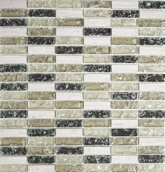 Échantillon manuel Carreau de mosaïque gris-vert translucide Bâtons de mosaïque de verre Crystal pierre gris-vert MOS87-S1252_m