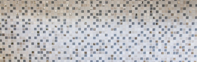 Mosaïque de verre Pierre naturelle Carreau de mosaïque gris clair crème argenté Marbre structure Carrelage salle de bain - MOS92-HQ10