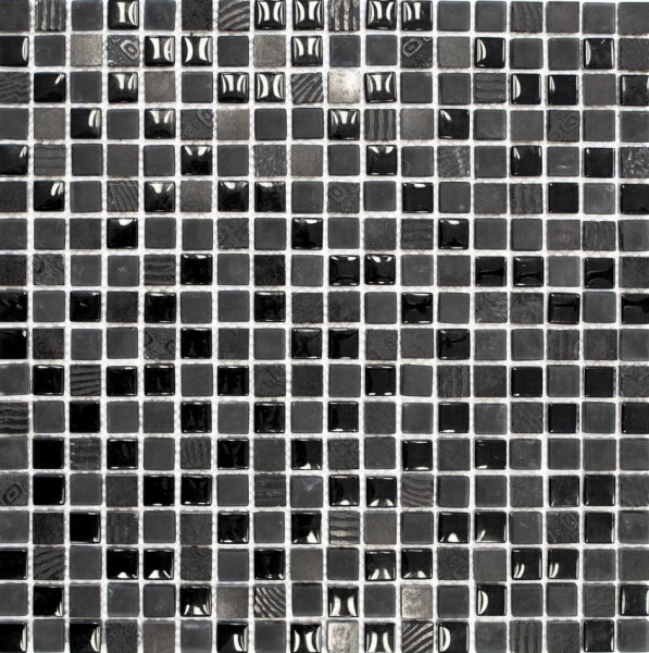 Échantillon manuel Carreau de mosaïque Translucide gris foncé noir Mosaïque de verre Crystal Pierre Relief gris foncé noir MOS83-HQ19_m