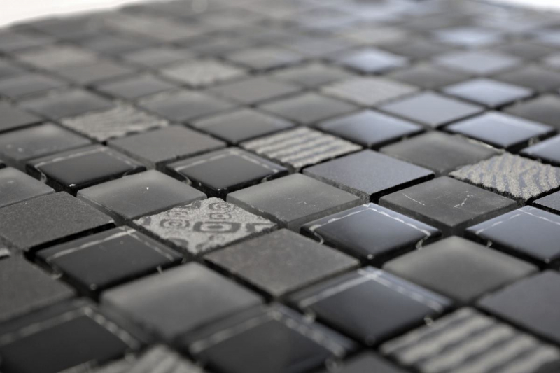 Échantillon manuel Carreau de mosaïque Translucide gris foncé noir Mosaïque de verre Crystal Pierre Relief gris foncé noir MOS83-HQ29_m