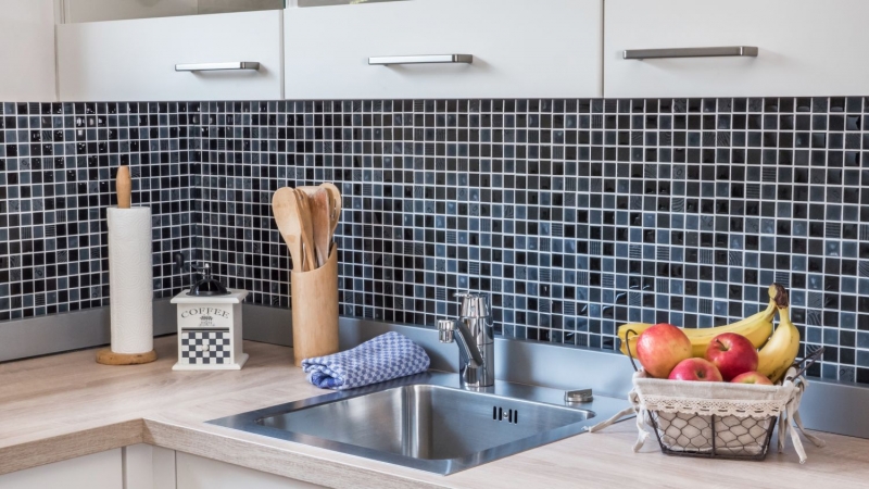 Pierre naturelle Rustique Carreau Mosaïque de verre Marbre Verre laiteux gris foncé noir anthracite Carrelage salle de bain cuisine - MOS83-HQ29