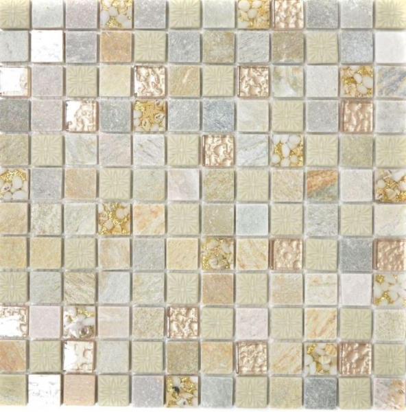 Pierre naturelle Rustique Quartzite Pierre naturelle Carreau de mosaïque Verre mosaïque or beige gris clair miel Carrelage Revêtement mural cuisine WC - MOS83-CR27