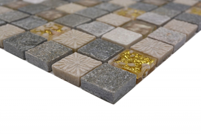 Pierre naturelle Rustique Quartzite Pierre naturelle Carreau de mosaïque Verre mosaïque or beige gris clair miel Carrelage Revêtement mural cuisine WC - MOS83-CR27