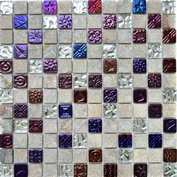 Échantillon manuel Carreau de mosaïque Translucide gris Mosaïque de verre Crystal Pierre Design Quartzite gris MOS83-CR37_m