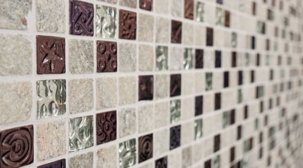 Échantillon manuel Carreau de mosaïque Translucide gris Mosaïque de verre Crystal Pierre Design Quartzite gris MOS83-CR37_m