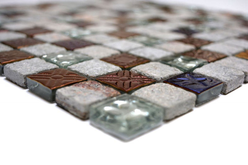 Échantillon manuel Carreau de mosaïque Translucide gris Mosaïque de verre Crystal Pierre Design Quartzite gris MOS83-CR37_m