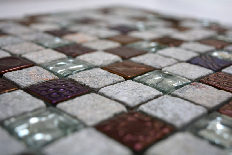 Échantillon manuel Carreau de mosaïque Translucide gris Mosaïque de verre Crystal Pierre Design Quartzite gris MOS83-CR37_m