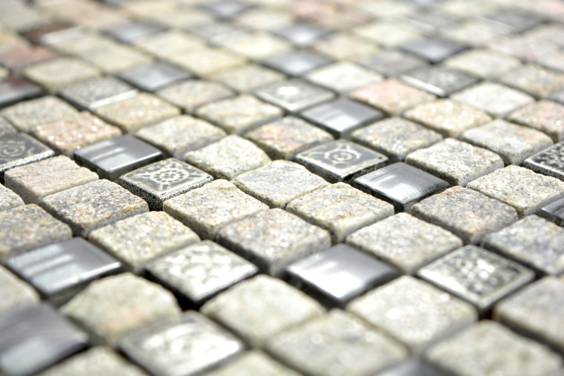 Carreau de mosaïque Translucide gris Mosaïque de verre Crystal Pierre Résine grise Quartzite MOS92-02M7_f