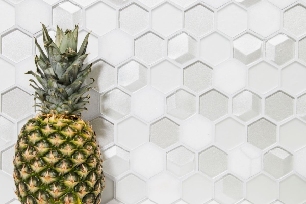 Pierre naturelle Mosaïque de verre Hexagonal blanc vieux blanc crème blanc nacré Carrelage salle de bain - MOS11D-HXN11