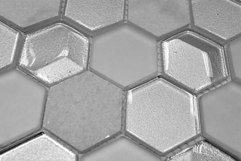 Pierre naturelle Mosaïque de verre Hexagonal blanc vieux blanc crème blanc nacré Carrelage salle de bain - MOS11D-HXN11