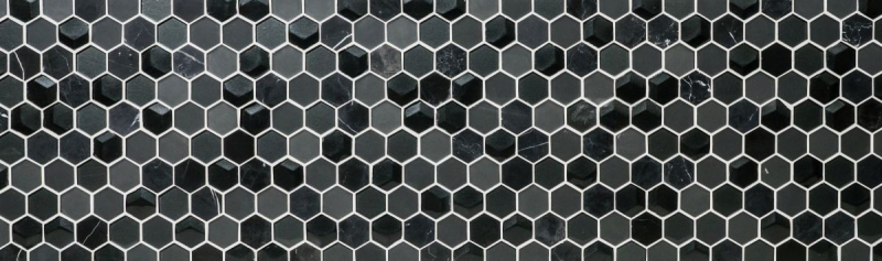 Motif manuel Carreau de mosaïque Translucide noir Hexagon Mosaïque de verre Crystal Pierre 3D noir MOS11D-33_m