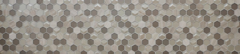 Échantillon manuel Carreau de mosaïque Translucide gris clair Hexagon Mosaïque de verre Crystal Pierre 3D gris clair MOS11D-44_m