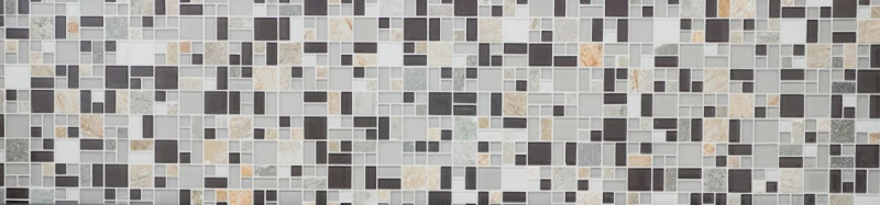 Échantillon manuel Carreau de mosaïque Translucide gris brun Combinaison de mosaïque de verre Crystal pierre grise brune MOS88-0206_m