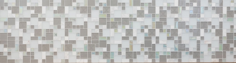 Pierre naturelle Mosaïque de verre Carreaux de mosaïque blanc gris anthracite Verre laiteux Miroir de fond de cuisine - MOS88-MC659