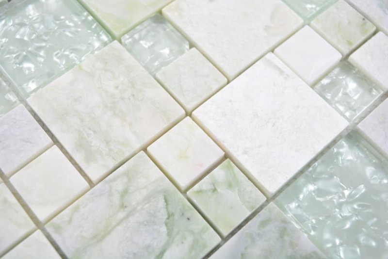 Motif main Carreau de mosaïque or translucide vert clair Combinaison de mosaïque de verre Crystal pierre Onyx or MOS88-MC639_m