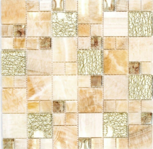 Pierre naturelle Mosaïque de verre Marbre Carreaux de mosaïque ambre or ocre brun Carrelage mur cuisine WC - MOS88-MC649