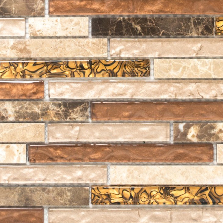 Échantillon manuel Carreau de mosaïque Translucide beige marron Composé Mosaïque de verre Crystal Marbre beige marron MOS86-1302_m
