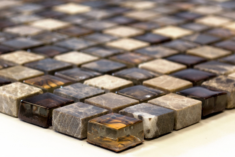 Carreau de mosaïque Translucide beige marron Mosaïque de verre Crystal pierre beige marron MOS92-1303_f