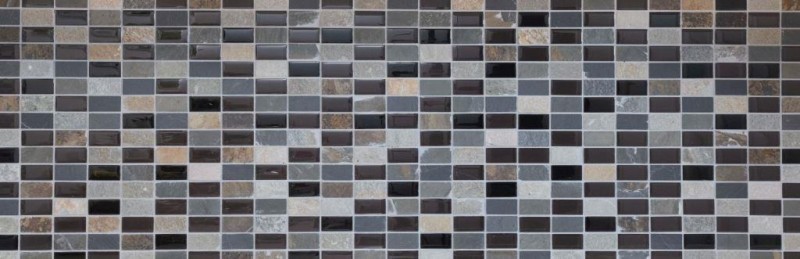 Plaquette Rectangle Carreaux de mosaïque Mosaïque de verre beige noir anthrcite Pierre Carreaux de fond de cuisine Salle de bain WC - MOS87-1312