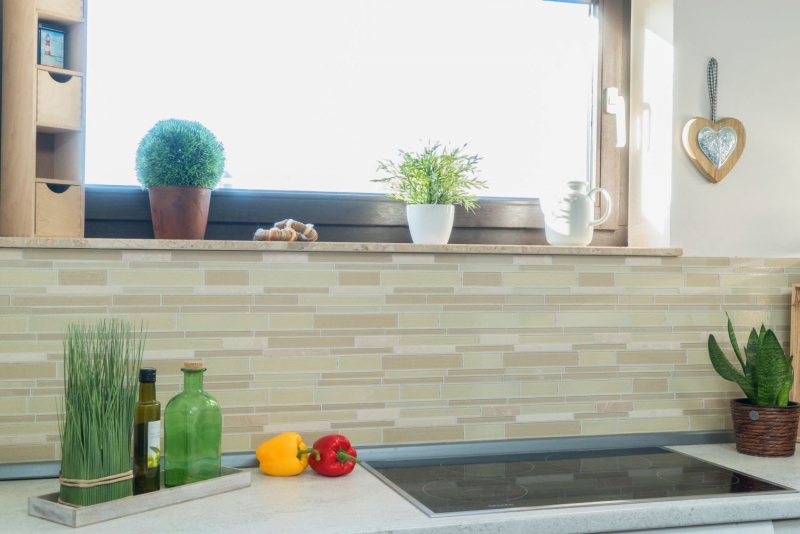 Mosaïque de verre Pierre naturelle Carreaux de mosaïque composite Bâtons beige clair crème ivoire Carreaux de parement mural Carreaux de cuisine - MOS67-GV14