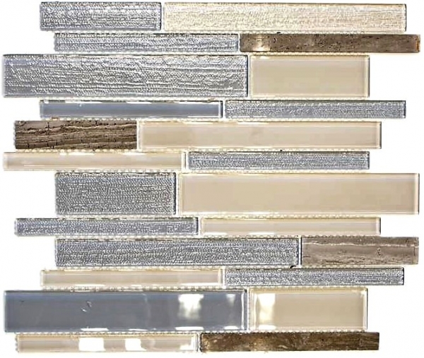 Échantillon manuel Carreau de mosaïque Translucide beige gris Composite Mosaïque de verre Crystal Pierre beige gris MOS67-GV24_m