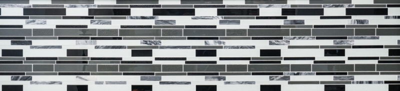 Mosaïque de verre Pierre naturelle Carreaux de mosaïque composite Bâtons de marbre blanc gris anthracite noir mur cuisine salle de bain WC - MOS67-GV34