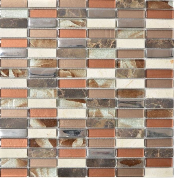 Motif manuel Carreau de mosaïque Translucide brun argenté Rectangle Mosaïque de verre Crystal pierre brune MOS87-SM78_m