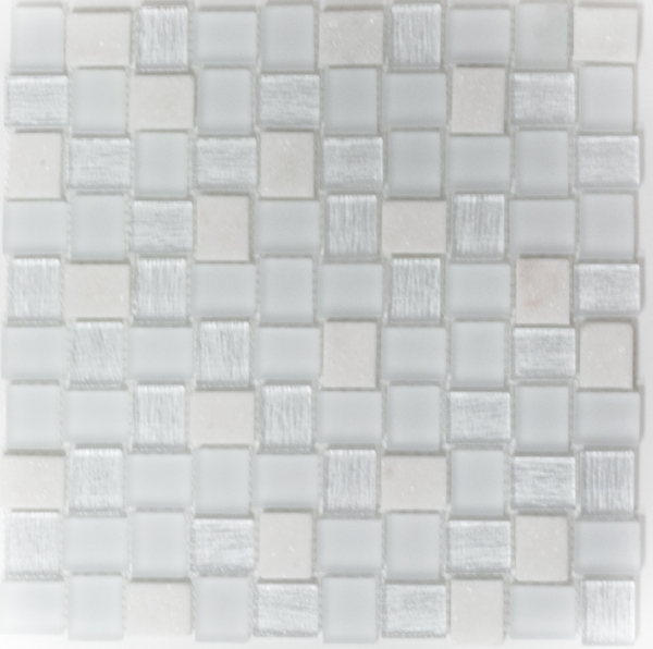 Échantillon manuel Carreau de mosaïque Translucide blanc Rectangle Mosaïque de verre Crystal Pierre blanche MOS82-0111_m