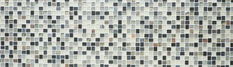 Motif manuel Carreau de mosaïque Translucide blanc gris rouille Rectangle Mosaïque de verre Crystal pierre rustique MOS82-0102_m