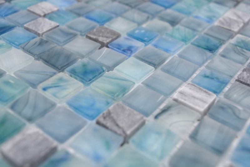 Pierre naturelle Mosaïque de verre Carreaux de mosaïque vert bleu gris anthracite verre dépoli givré carrelage cuisine mur WC - MOS92-XCR1501