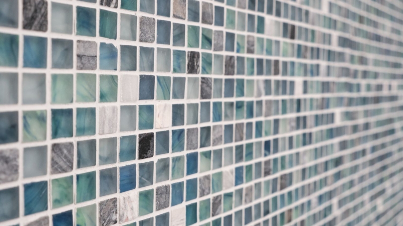 Pierre naturelle Mosaïque de verre Carreaux de mosaïque vert bleu gris anthracite verre dépoli givré carrelage cuisine mur WC - MOS92-XCR1501