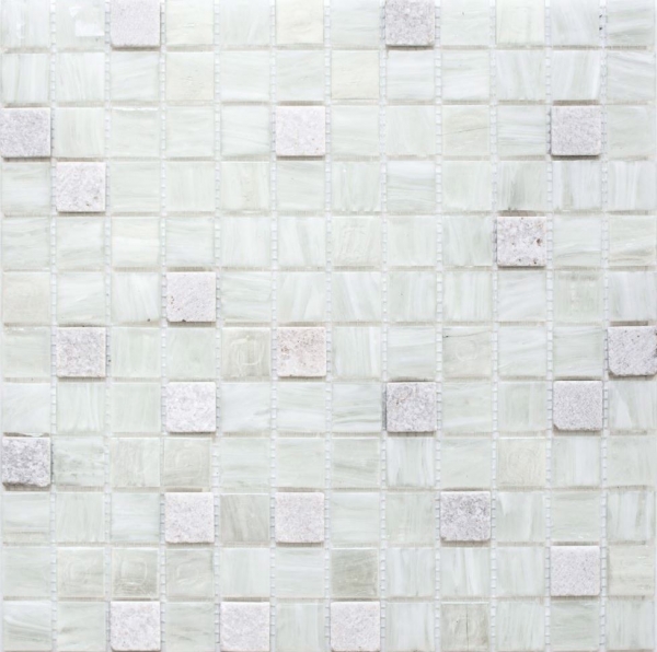 Échantillon manuel Carreau de mosaïque Translucide blanc Mosaïque de verre Crystal Pierre Cream blanc MOS94-2503_m