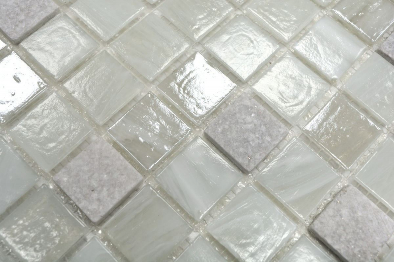 Échantillon manuel Carreau de mosaïque Translucide blanc Mosaïque de verre Crystal Pierre Cream blanc MOS94-2503_m