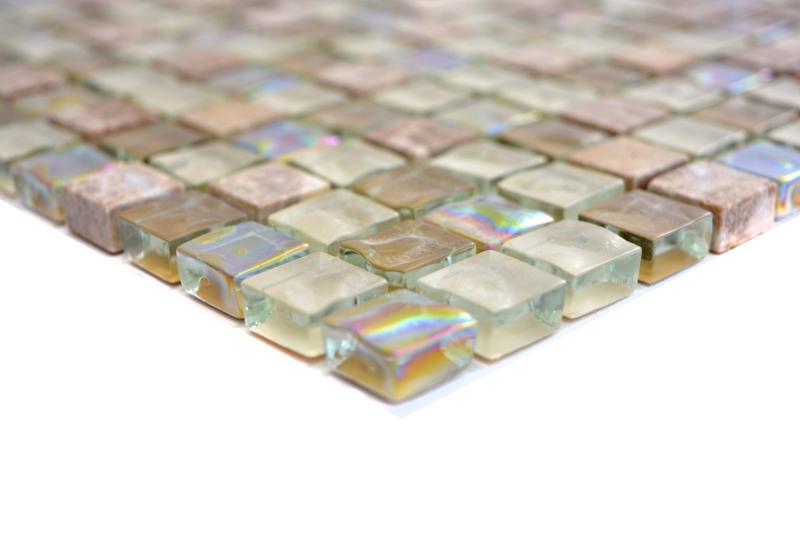 Carreau de mosaïque translucide brun clair beige Mosaïque de verre Crystal pierre brun clair beige MOS92-1213_f