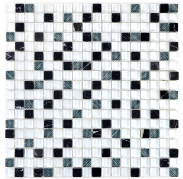 Échantillon manuel Carreau de mosaïque Translucide blanc gris Mosaïque de verre Crystal pierre super blanche mate noire MOS92-0103_m