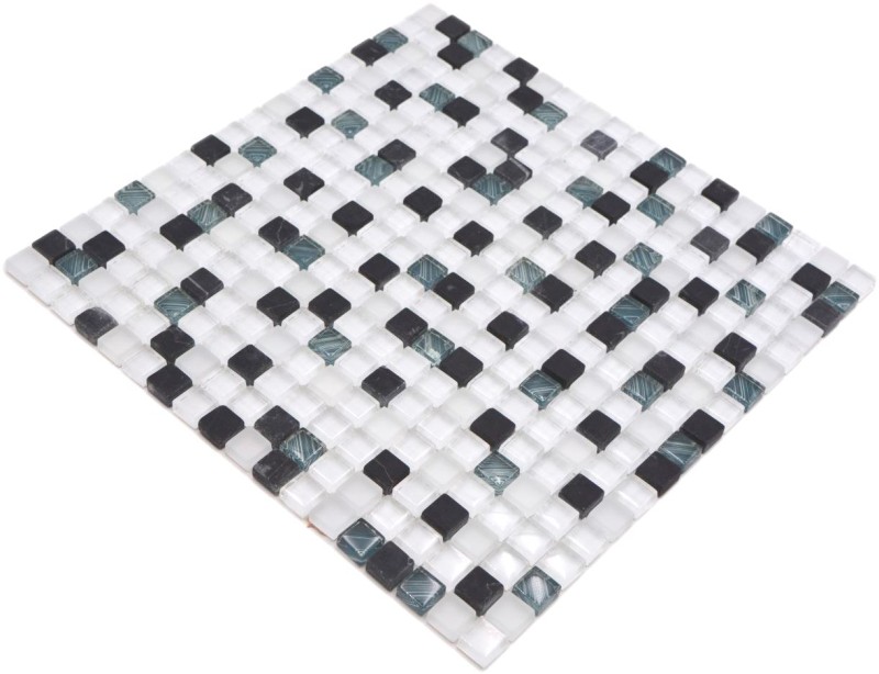 Mosaïque de verre Pierre naturelle Carreau de mosaïque blanc gris foncé noir Carreau de protection contre les éclaboussures - MOS92-0103