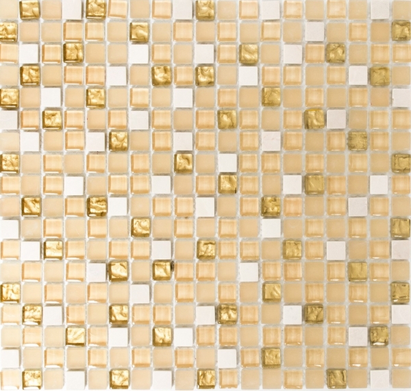 Échantillon manuel Carreau de mosaïque Translucide blanc or Mosaïque de verre Crystal pierre blanc mat or MOS92-1201_m