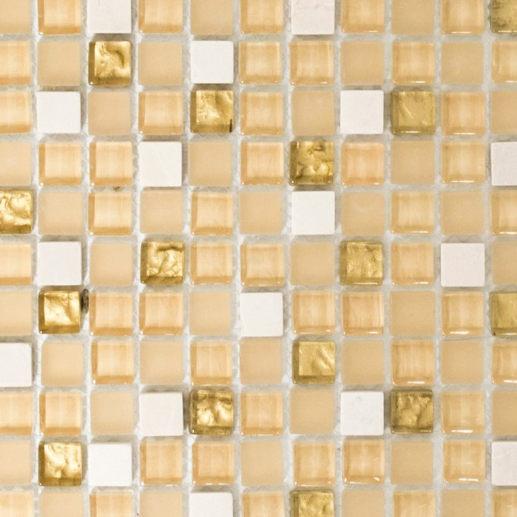 Échantillon manuel Carreau de mosaïque Translucide blanc or Mosaïque de verre Crystal pierre blanc mat or MOS92-1201_m