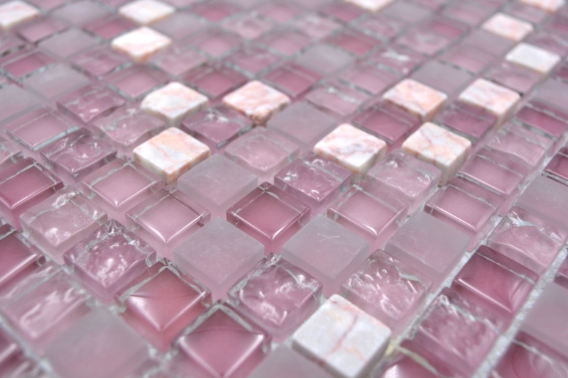 Mosaïque de verre Pierre naturelle Carreau de mosaïque Marbre rose rose Bain WC Cuisine MUR Carrelage - MOS92-1002