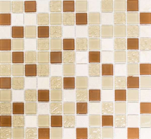 Échantillon manuel Carreau de mosaïque Translucide beige Mosaïque de verre Crystal Pierre beige MOS62-1204-GN_m