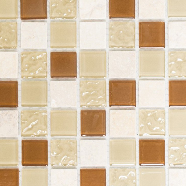 Échantillon manuel Carreau de mosaïque Translucide beige Mosaïque de verre Crystal Pierre beige MOS62-1204-GN_m