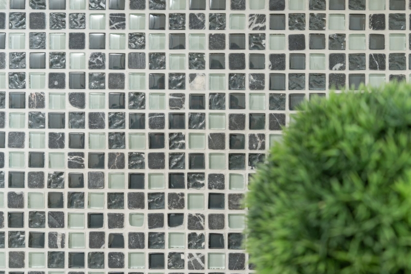 Mosaïque de verre Pierre naturelle Carreau de mosaïque gris anthracite gris foncé blanc Carrelage mur cuisine salle de bain WC - MOS92-0204