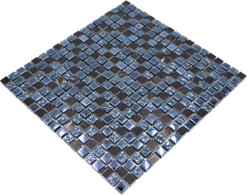 Mosaïque de verre Pierre naturelle Carreau de mosaïque Marbre gris noir bleu noir Carrelage fond de cuisine salle de bain - MOS92-0302