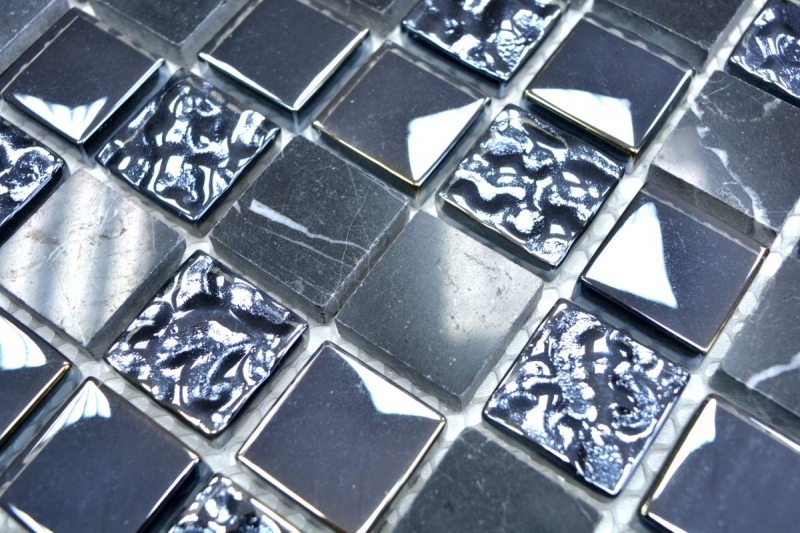 Pierre naturelle Rustique Marbre Carreau de mosaïque Mosaïque de verre gris Graphite noir anthracite Carreau de fond de cuisine Salle de bain WC - MOS82-0208