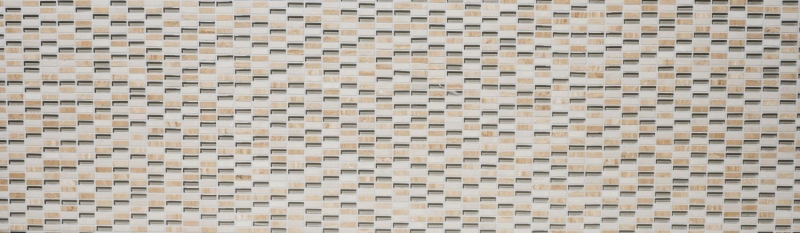 Plaquette Rectangle Carreaux Mosaïque de verre Bâtons mini beige crème or pierre naturelle Fond cuisine salle de bain WC mur - MOS87-1412
