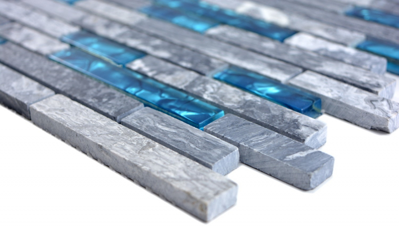Carreau de mosaïque translucide gris composite Mosaïque de verre Crystal pierre grise bleue MOS87-0404_f