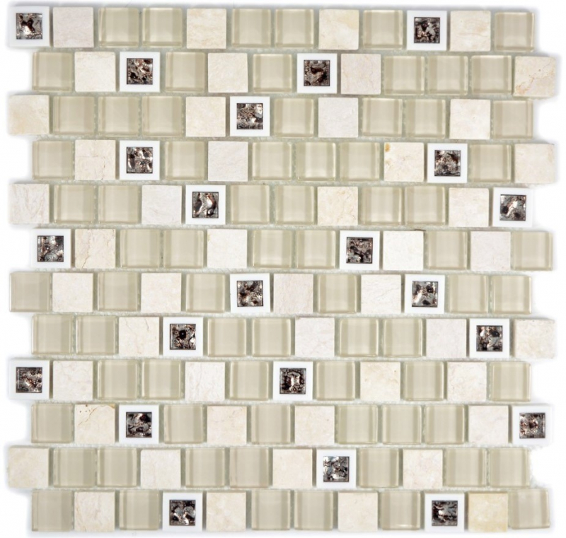 Échantillon manuel Carreau de mosaïque translucide plastique beige Mosaïque de verre Crystal pierre beige MOS82BM-0115_m