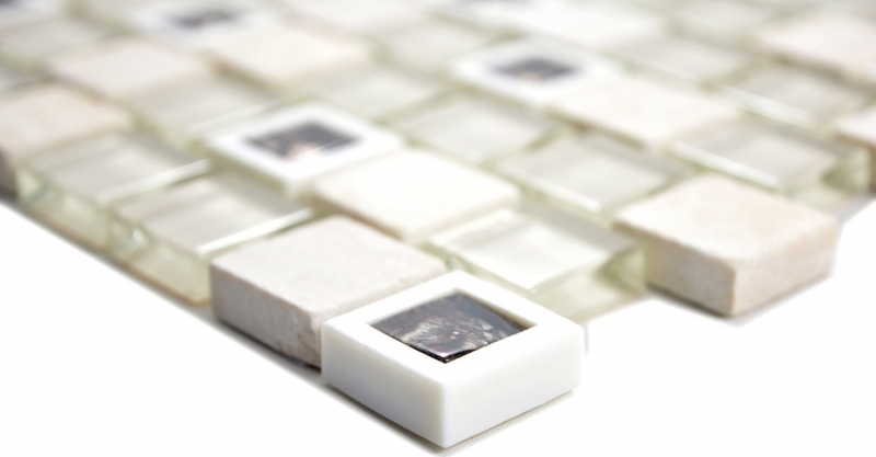 Échantillon manuel Carreau de mosaïque translucide plastique beige Mosaïque de verre Crystal pierre beige MOS82BM-0115_m