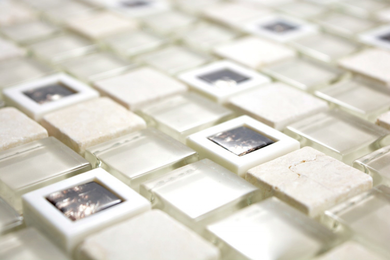 Échantillon manuel Carreau de mosaïque translucide plastique beige Mosaïque de verre Crystal pierre beige MOS82BM-0115_m